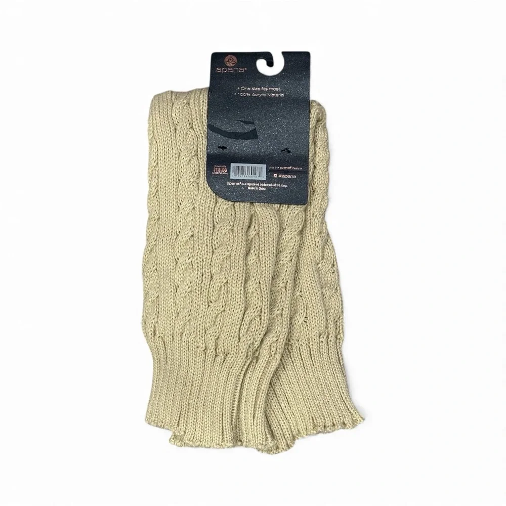 Women’s Apana Studio to Street Khaki Leg Warmers Cable Knit 1 Pair Warm Fit All - Picture 5 of 7